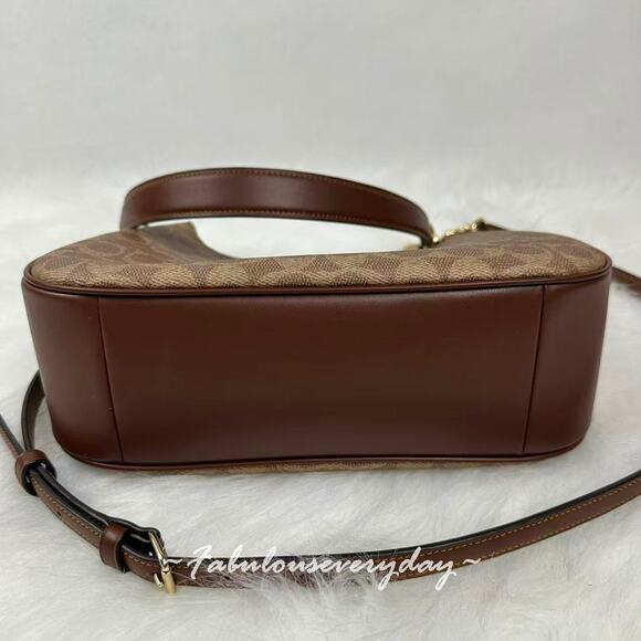 Coach Teri Hobo Bag Shoulder/Crossbody In Signature Canvas Tan/Brown CV940 NWT - Picture 10 of 10
